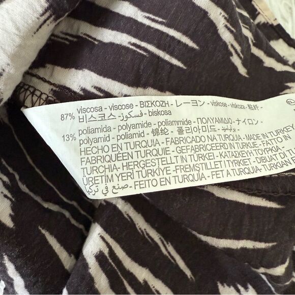 Zara Brown and Cream Boho Ikat Print Long Sleeve Maxi Dress Size XS - Picture 9 of 9